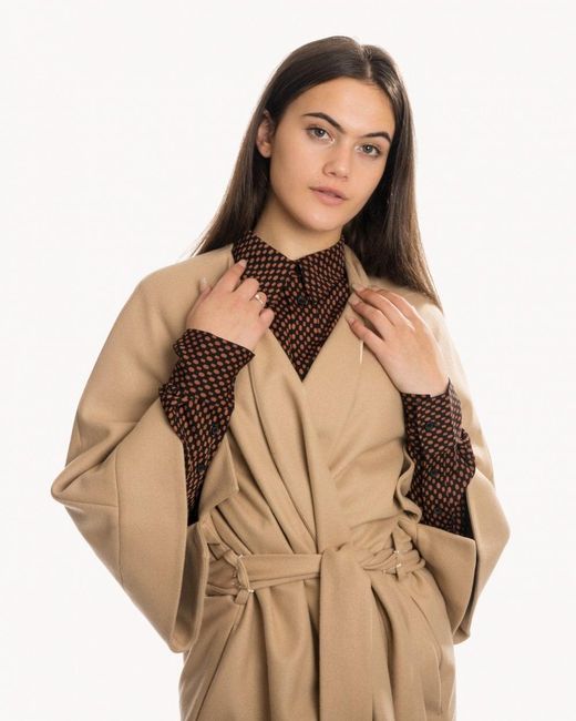 Calvin Klein Natural Wool Cashmere Wrap Coat