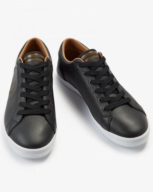 Fred Perry Baseline Leather Trainers in Black for Men Lyst