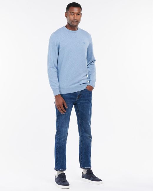 Barbour Blue Pima Cotton Crew Sweatshirt for men