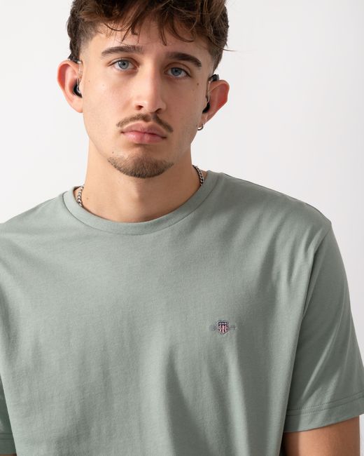Gant Gray Regular Fit Short Sleeve Shield Logo T-Shirt for men