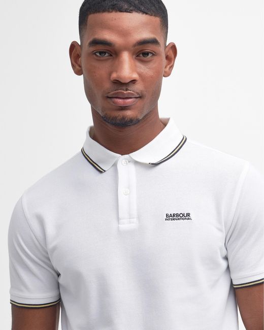 Barbour White Event Multi Tipped Polo for men