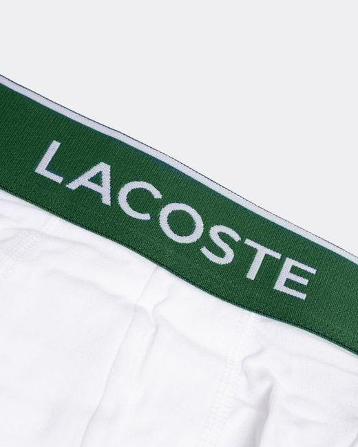 Lacoste White Pack Of 3 Casual Cotton Stretch Boxer Trunks for men