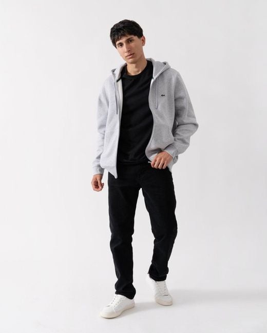 Lacoste Gray Fleece Full-Zip Hoodie for men