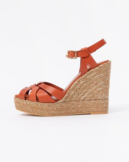 Kanna Pink Sofia Lucido Wedge Heel Espadrilles