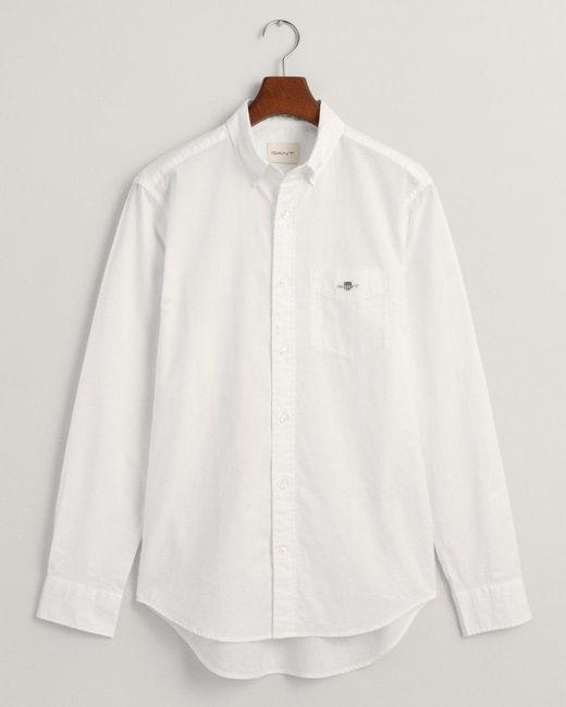 Gant White Regular Cotton Linen Shirt for men