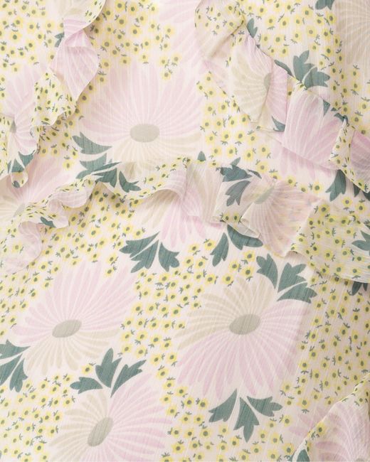 Ted Baker White Calinia Daisy-print Ruffled Recycled-polyester Midi Dress