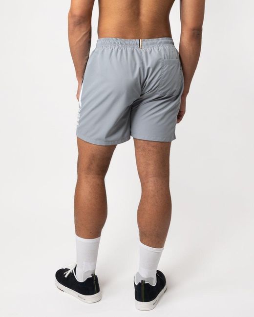 Boss White Dolphin Quick-dry Swim Shorts With Logo Details for men