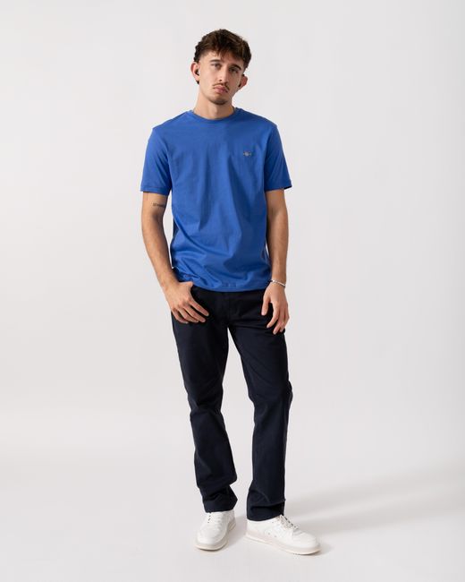 Gant Blue Regular Fit Short Sleeve Shield Logo T-Shirt for men