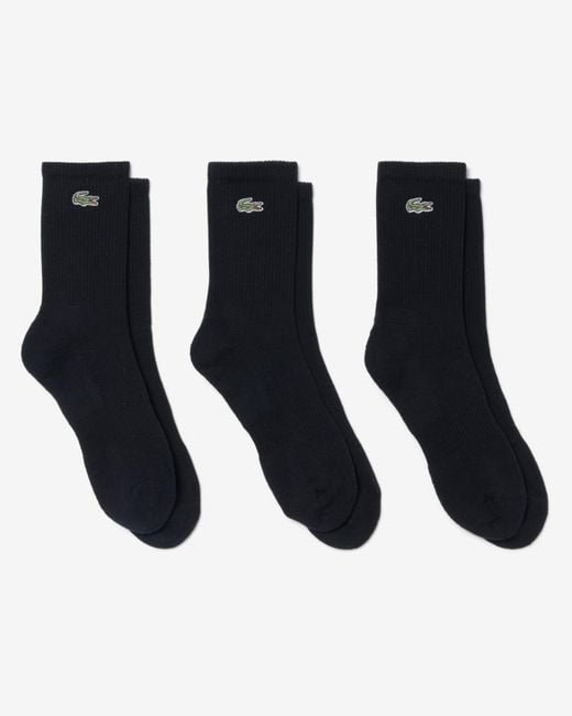 Lacoste Black 3-Pack Long Ribbed Socks for men