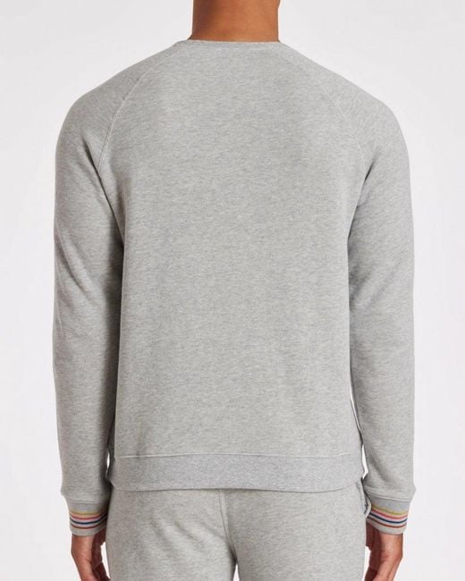Paul Smith Gray Long Sleeve Lounge Top With Artist Stripe Cuffs for men