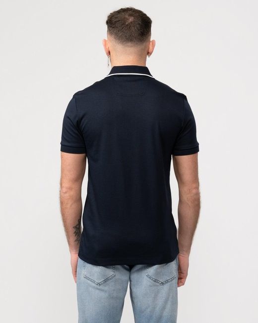 Boss Blue Paule Slim-fit Polo Shirt With Collar Graphics for men
