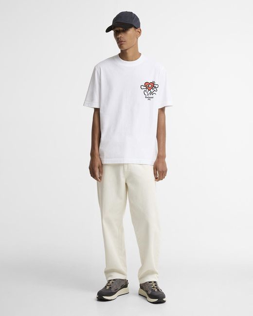 Barbour White X Mul Camping Trip Graphic T-Shirt for men