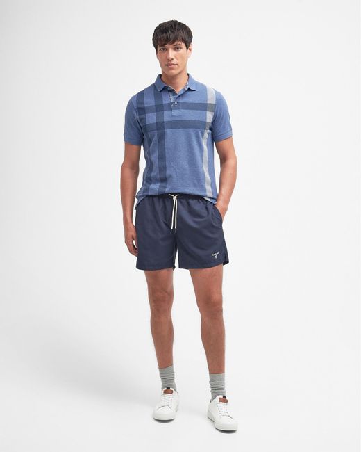 Barbour Blue Staple Logo 5 Inch Swim Shorts for men