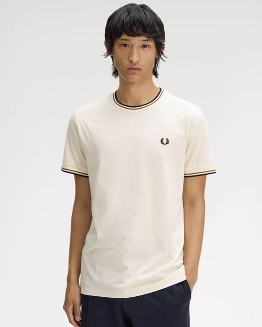 Fred Perry White Twin Tipped T-Shirt for men