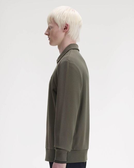 Fred Perry Gray Half Zip Collared Sweatshirt for men