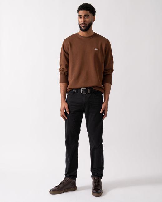 Gant Brown Regular Fit Shield Logo Crew Neck Sweatshirt for men