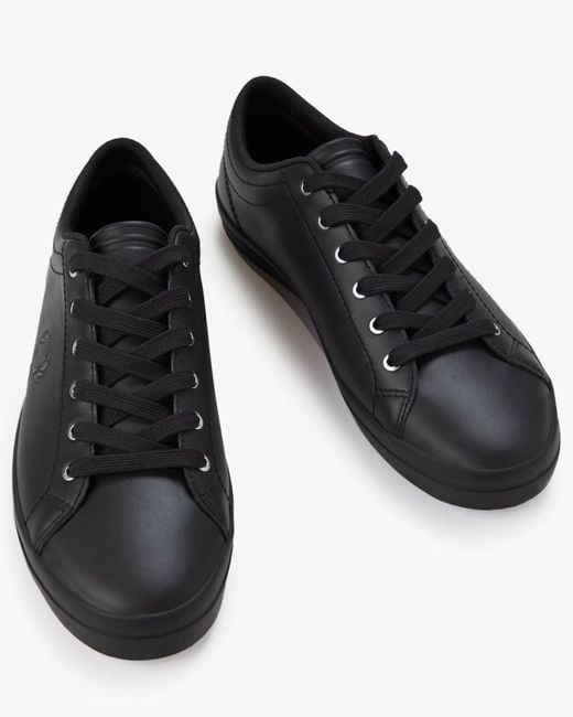 Fred Perry Black Baseline Leather Trainers for men