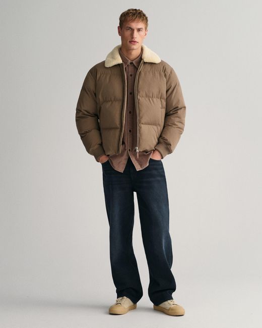 Gant Brown Padded Flannel Puffer Jacket for men