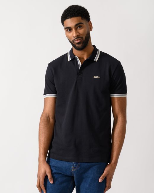 Boss Black Paddy Cotton-Piqué Polo Shirt With Contrast Logo for men