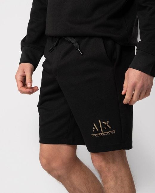 Armani Exchange Black 3d A|x Logo Drawstring Shorts for men