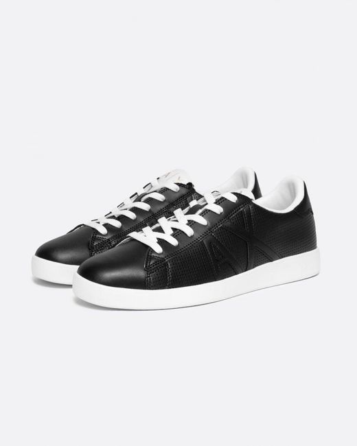 Armani Exchange White Perforated Leather Sneakers With Ax Logo for men