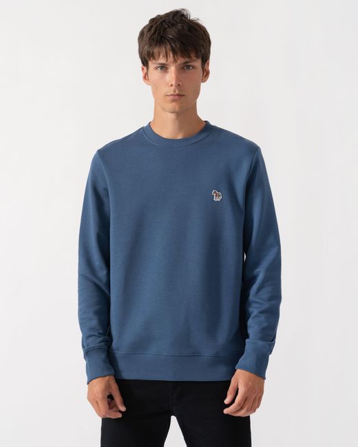 Paul Smith Blue Ps Regular Fit Organic Cotton Zebra Logo Sweatshirt for men