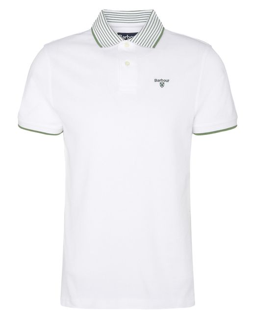 Barbour White Denwick Tailored Polo Shirt for men