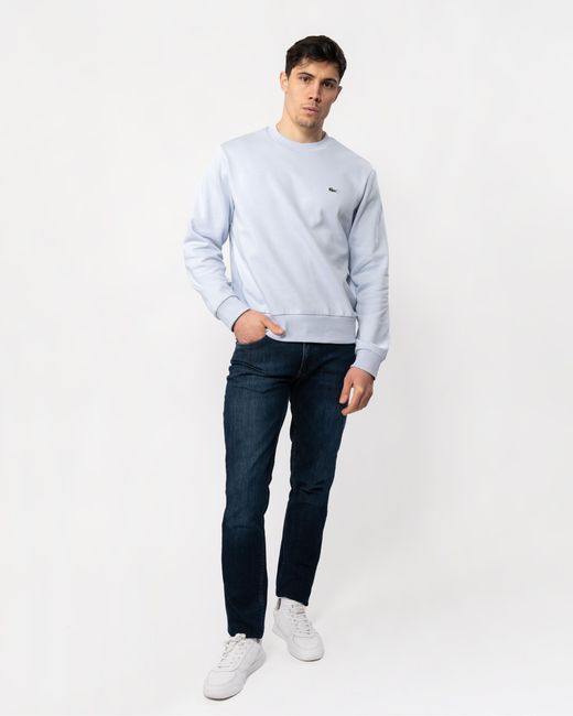 Lacoste Blue Crew Neck Fleece Sweatshirt for men
