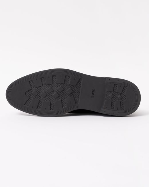Boss Black Calev Leather Desert Boots With Signature Stripe Detailing for men