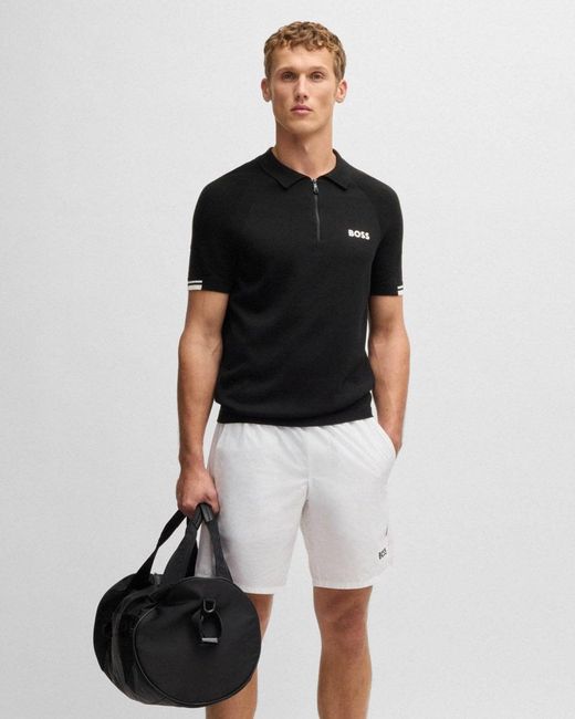 Boss Black K-perform Max Active Slim-fit Knit Polo With Zip Placket for men