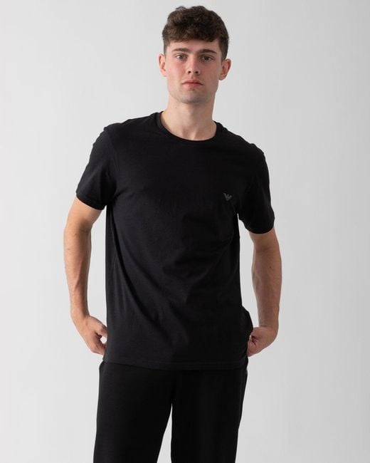 Emporio Armani Black Knit 2-pack Crew Neck Loungewear T-shirts for men