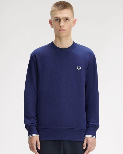 Fred Perry Blue Crew Neck Sweatshirt for men