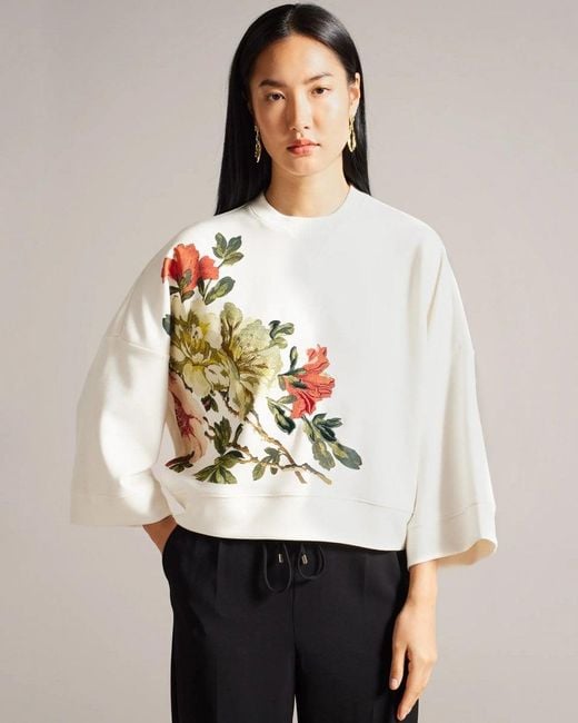 Ted Baker White Laurale Sweatshirt With Embroidery