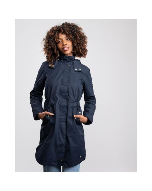 Joules Blue Loxley Cosy Borg Lined Waterproof Coat