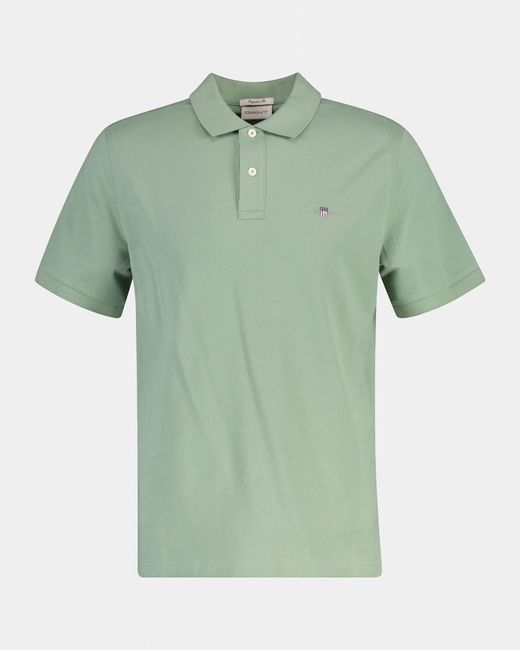 Gant Green Regular Fit Short Sleeve Shield Logo Pique Polo for men