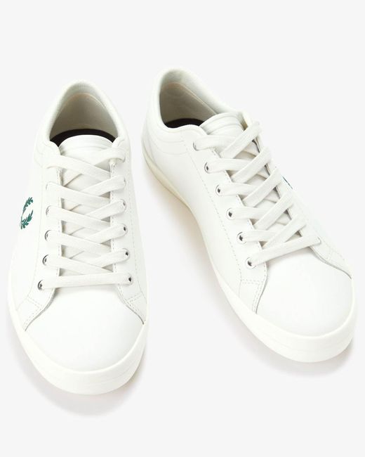 Fred Perry White Baseline Leather Trainers for men