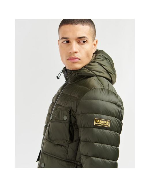 Barbour Racer Ouston Hooded Quilted Jacket in Green for Men | Lyst Australia