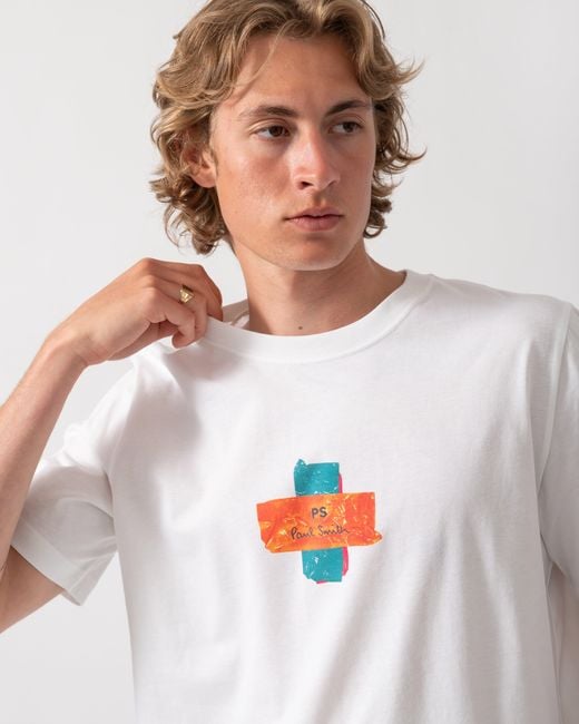 Paul Smith White Ps Regular Fit Cross T-Shirt for men