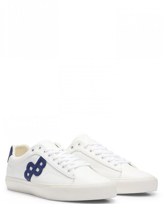 Boss White Aiden Low Top Trainers With Monogram Detail for men