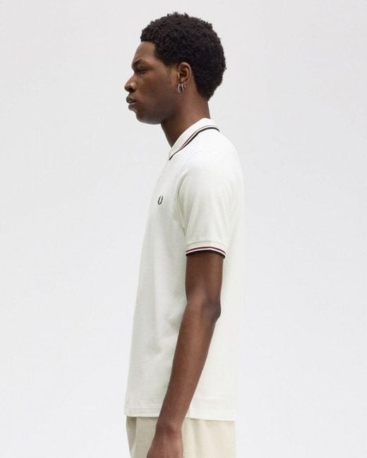 Fred Perry White Twin Tipped Signature Polo Shirt Nos for men