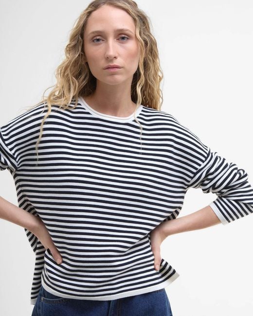 Barbour Blue Marine Stripe Knitted Jumper
