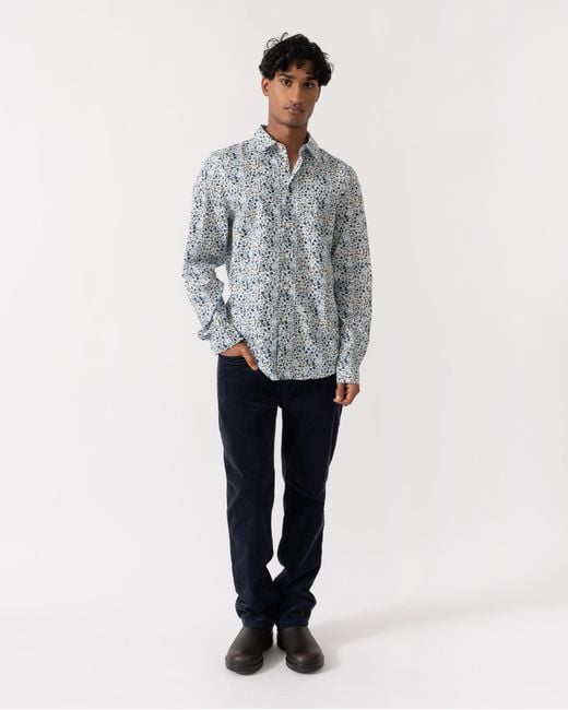 Paul Smith Gray Ps Tailored Fit Long Sleeve Floral Pattern Shirt for men