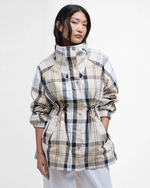 Barbour White Suri Check Showerproof Jacket