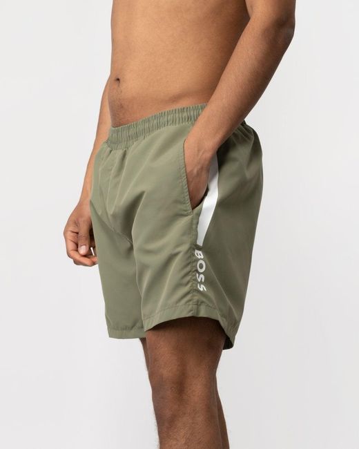 Boss Green Dolphin Quick-dry Swim Shorts With Logo Details for men