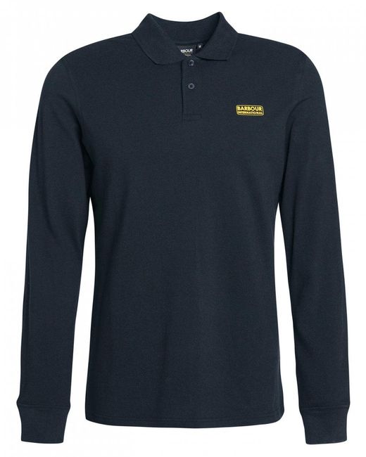 Barbour Blue Essential Long Sleeve Polo for men