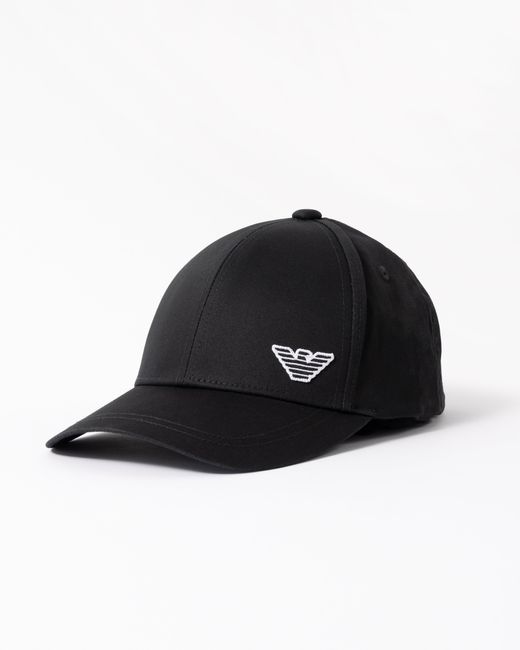 Emporio Armani Black Cap With Eagle Logo for men