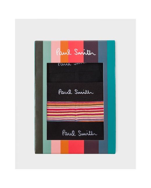 Paul Smith Multicolor Organic-cotton Black/mixed Stripe Boxer Briefs Three Pack for men