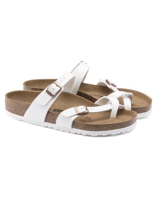 Birkenstock White Mayari Birko Flor Sandals