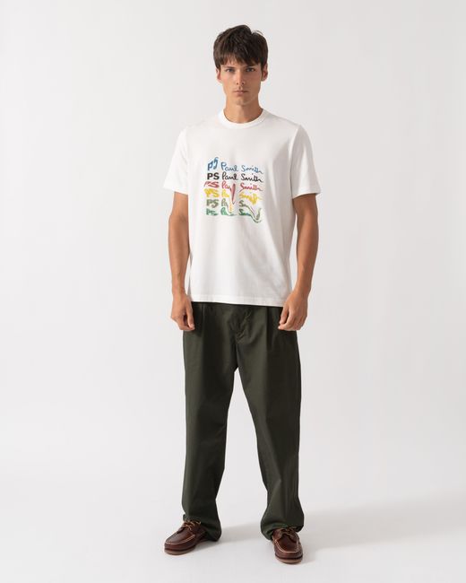 Paul Smith White Ps Smudge Graphic T-Shirt for men