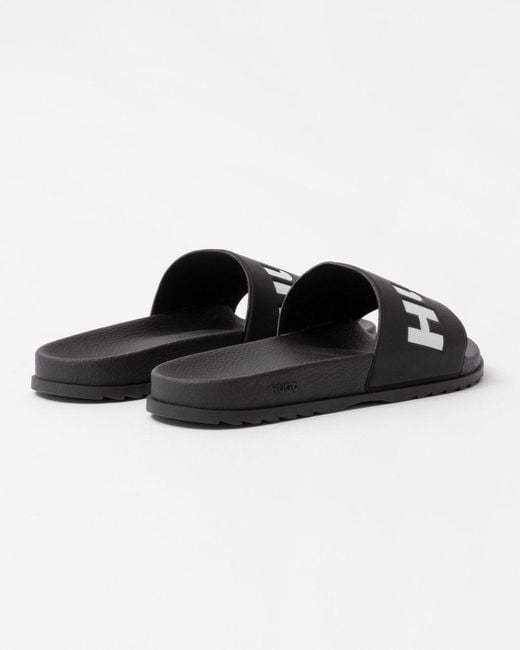 HUGO Black Match Slides With Logo Strap Nos for men